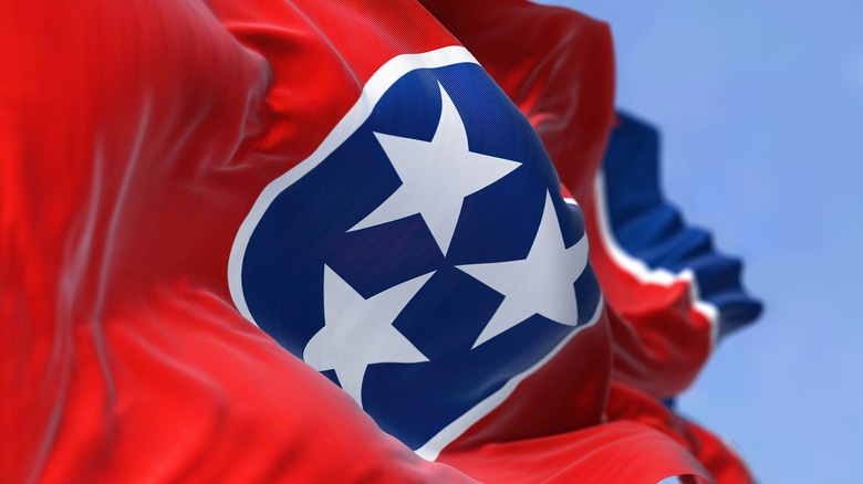 Tennessee state flag in wind