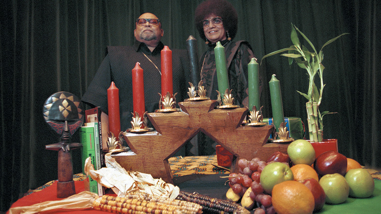 Dr. Maulana Karenga and his wife celebrating Kwanzaa