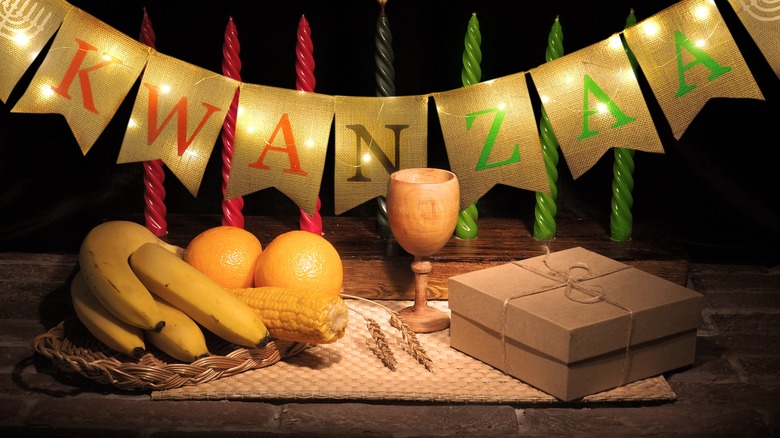 Kwanzaa decoration on a mat