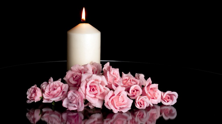 Flowers and candle