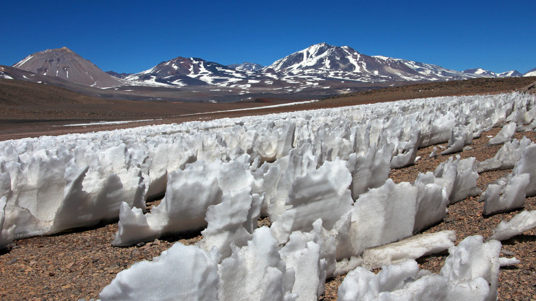 Penitentes in mountains