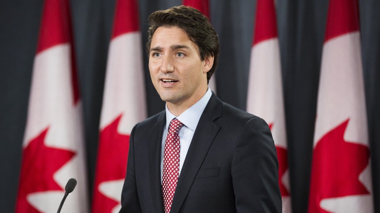 Justin Trudeau in polk-a-dot tie