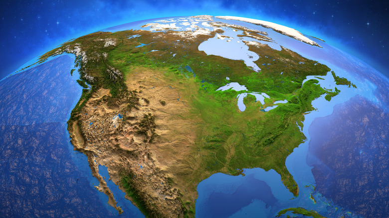 An illustration of North American from space