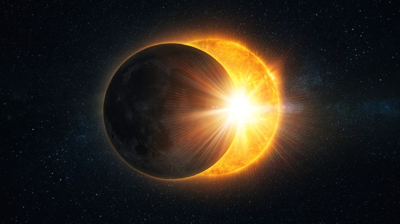 A partial solar eclipse artist impression