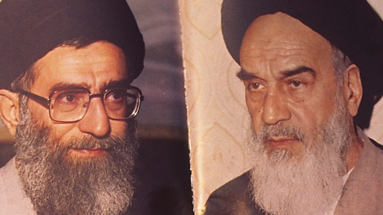 Ali Khamenei and Ruhollah Khomeini pics side by side