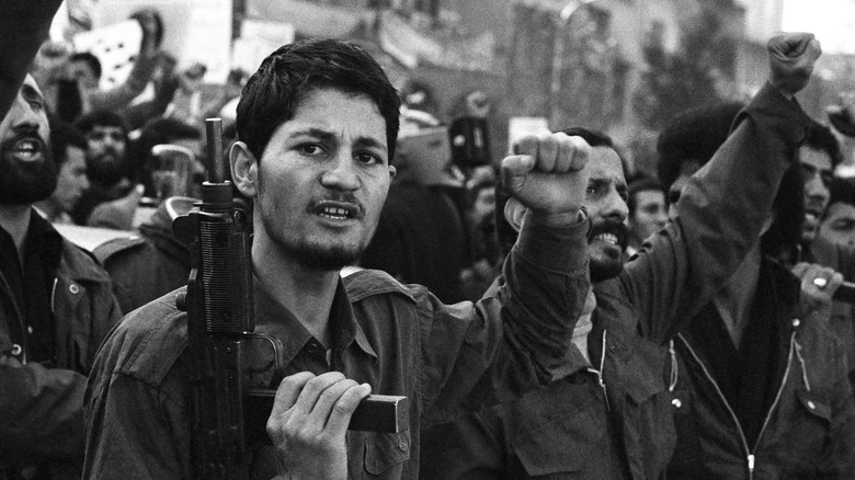 Iranian Revolutionary Guards cheer