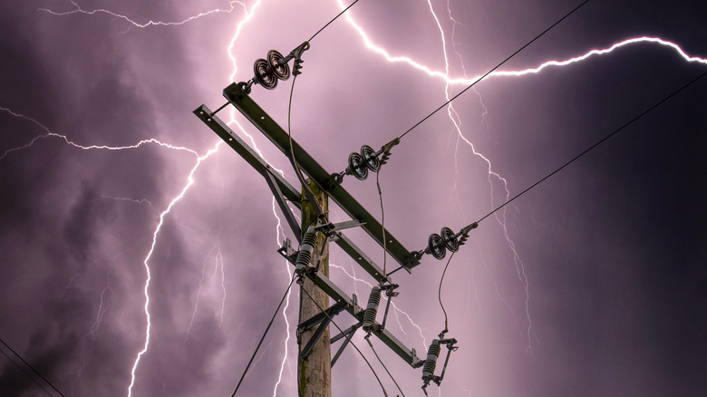 lightning striking near power lines