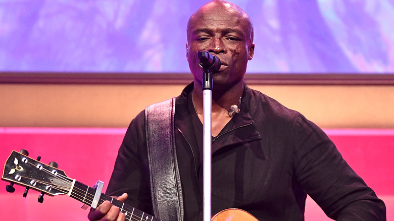 Seal holding guitar