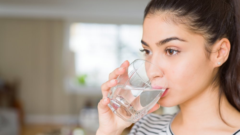 woman drinking water