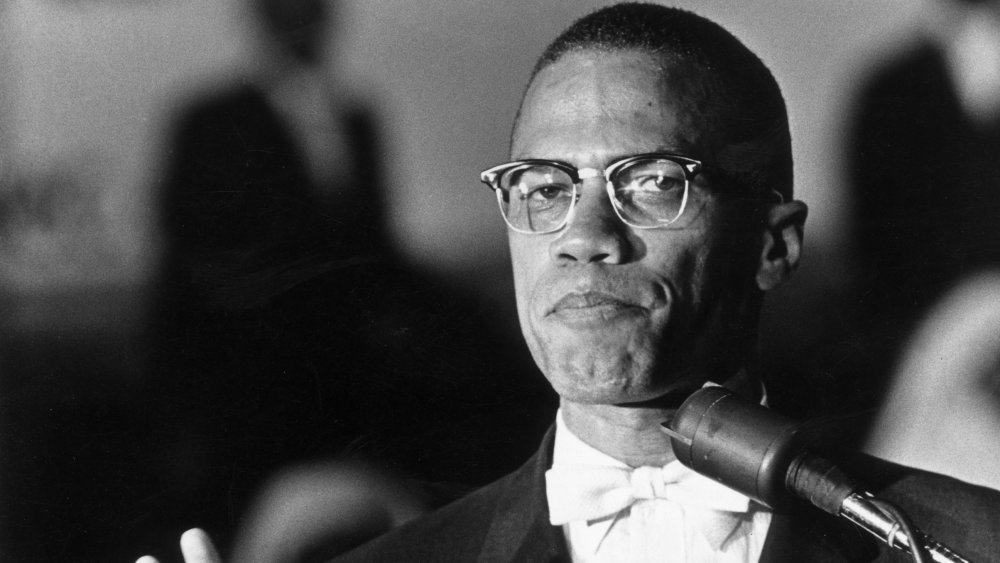 Malcom X speaking at Nation of Islam rally.