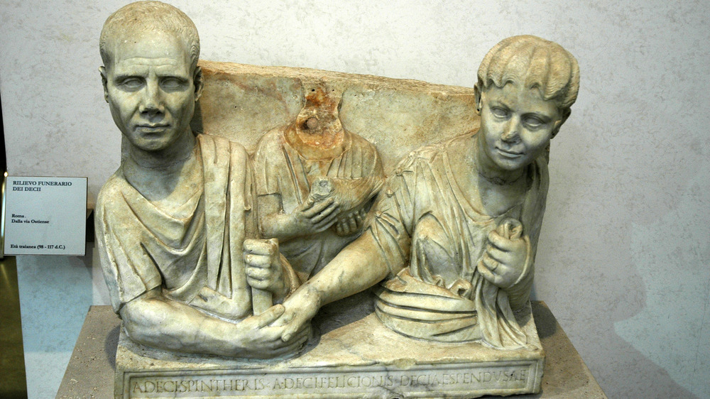Statue relief of the Decii, freed Roman slaves