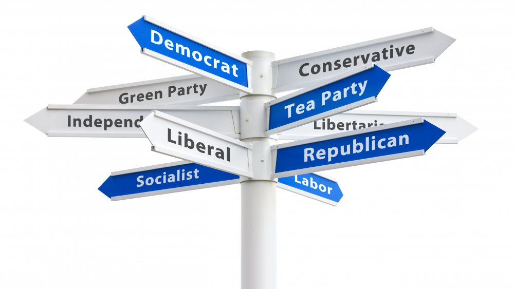 American political parties on a crossroads. Democrats, Republicans, Libertarians, Green Party, and others