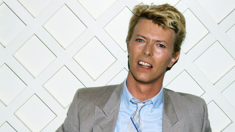 David Bowie at a press conference in the 90s