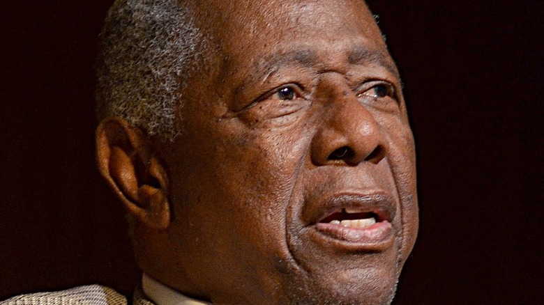 hank aaron with mouth open