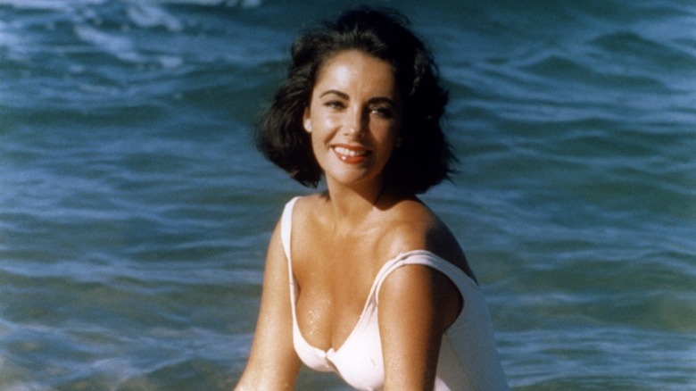 Elizabeth Taylor on beach