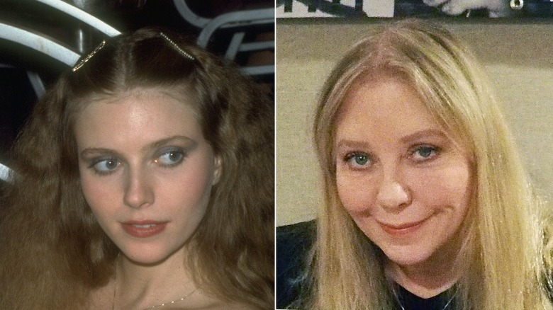 Young and older Bebe Buell smiling