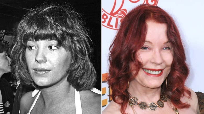 Young and older Pamela Des Barres smiling