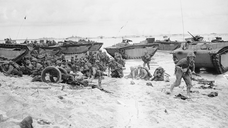 US forces storming beach WWII