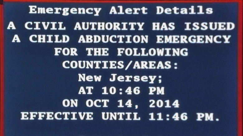 An AMBER Alert displayed on cable TV by the by the Emergency Alert System