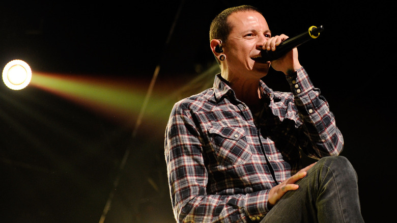 Chester Bennington performing on stage