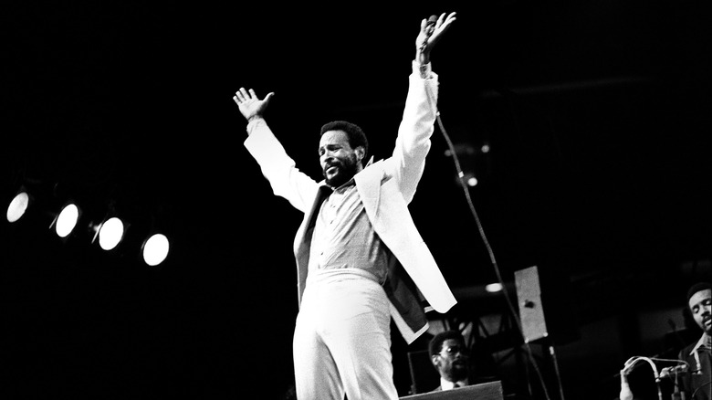 Marvin Gaye performing on stage