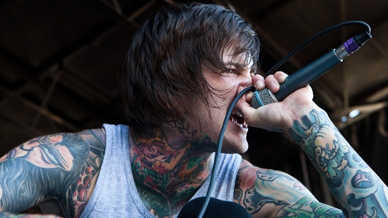 Mitch Lucker onstage screaming