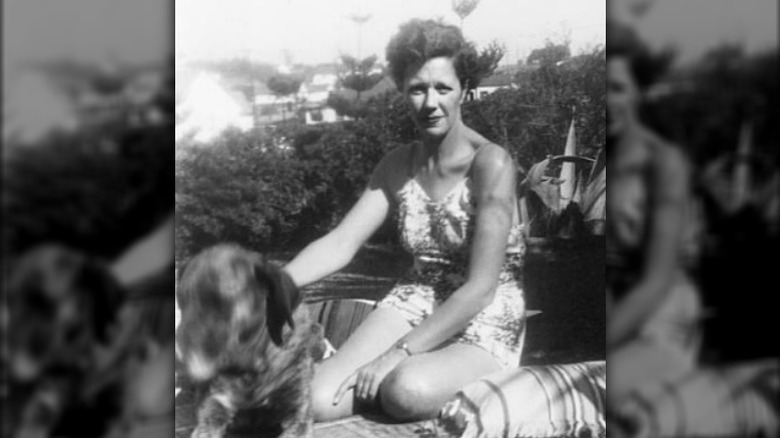 Helen Joseph sitting with her dogs