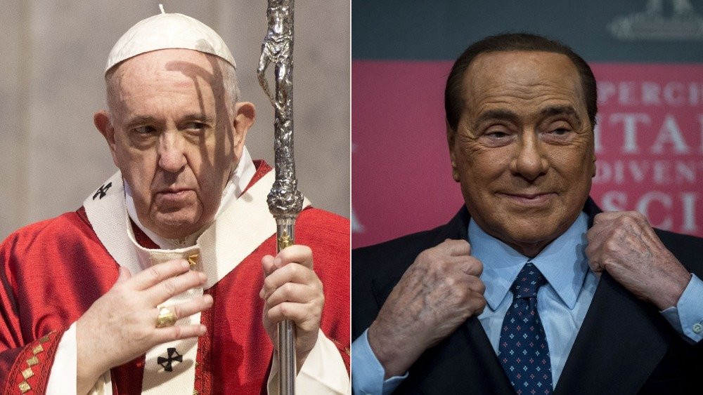 Pope Francis and Silvio Berlusconi