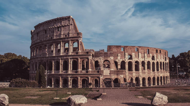 The Colosseum, Rome bright blue sky