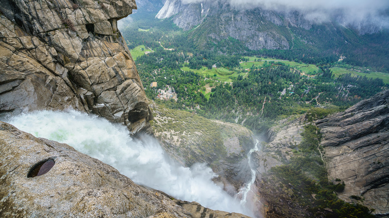 Looking down on Yosemite Falls Trail