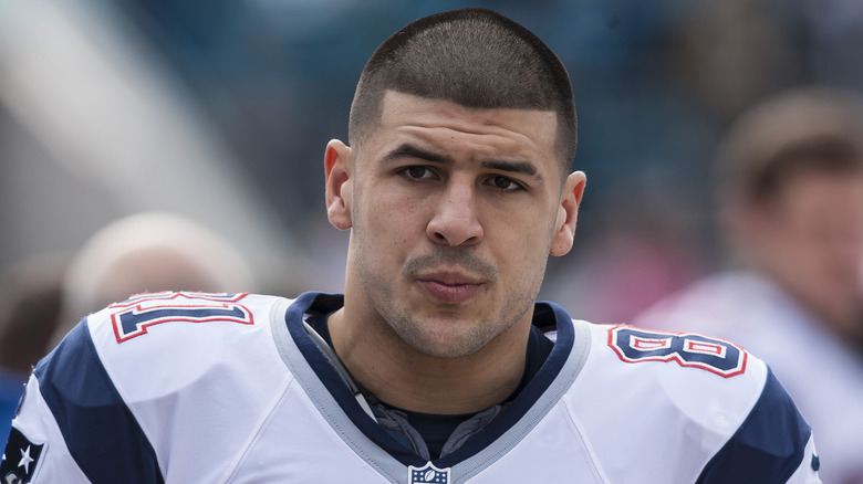 Aaron Hernandez in Patriots uniform