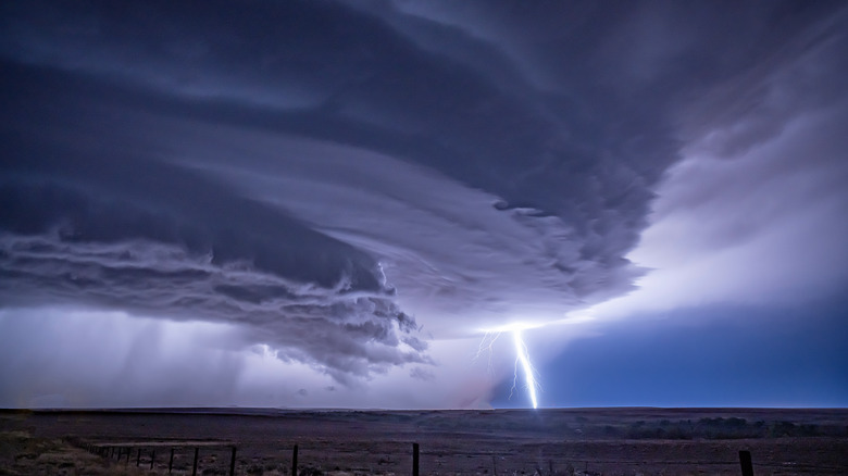 Shelf clouds over land