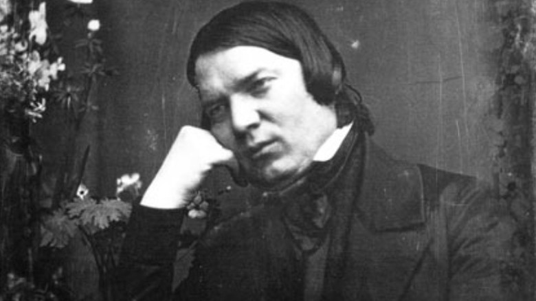Daguerreotype of Robert Schumann head on hand