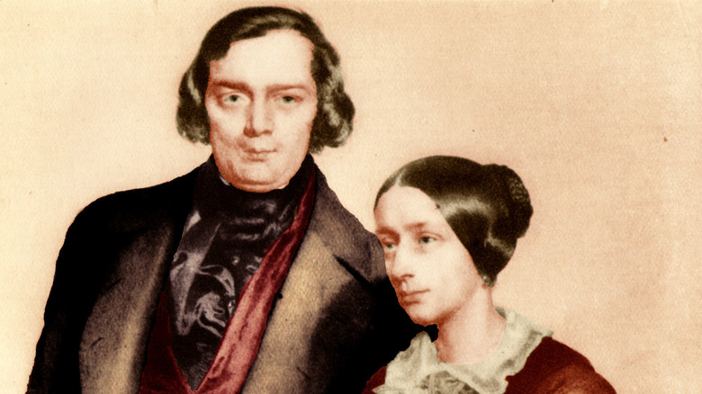 Color portrait of Robert and Clara Schumann formal dress