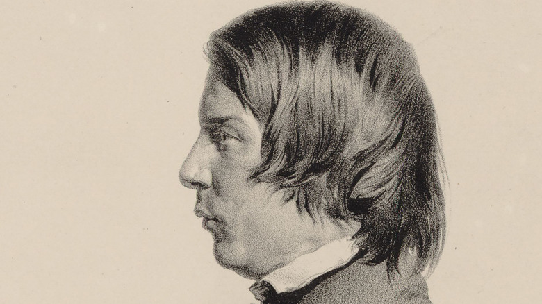 Side portrait of Robert Schumann longish hair