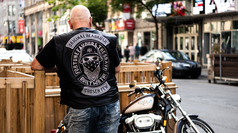 Biker with his back to the camera in Canada