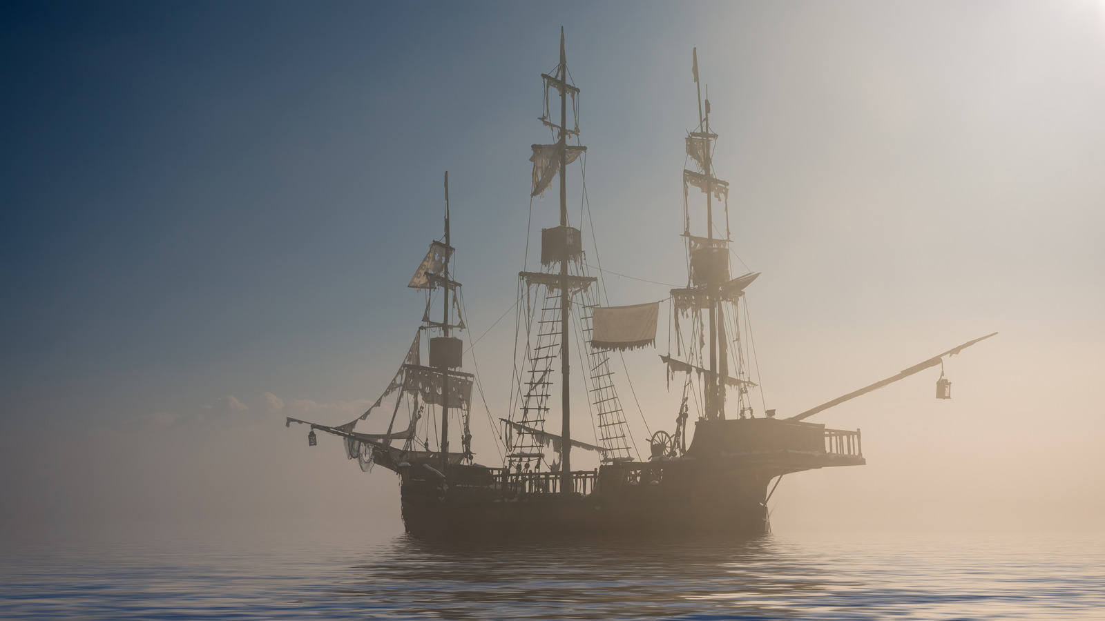 ghost pirate ship silhouette
