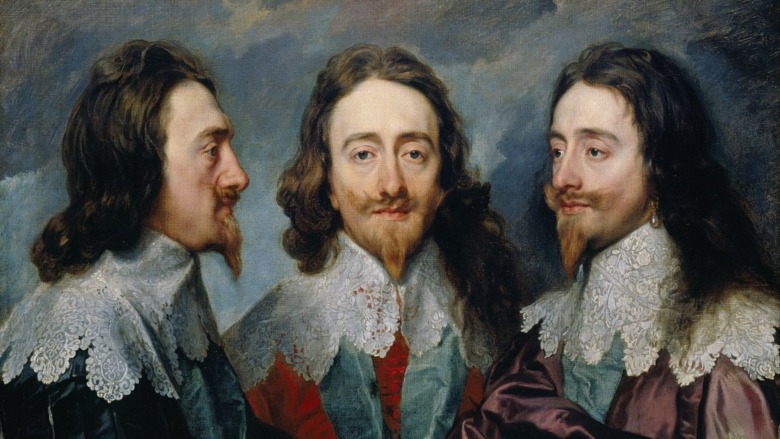 a triple portrait of Charles I facing front and side