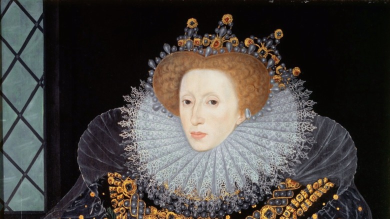 Portrait of Elizabeth I wearing purple royal attire