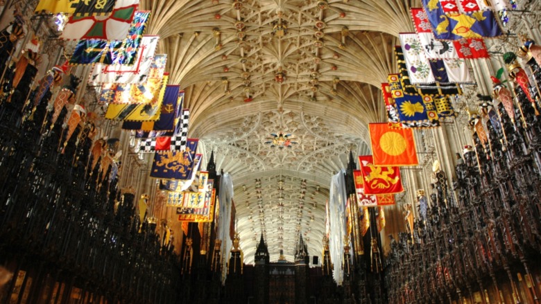 ceiling of St. George's Chapel, with flags