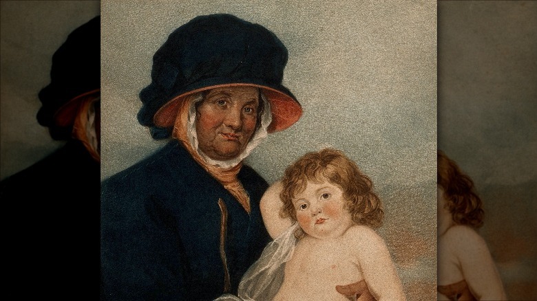 Portrait of Martha Gunn holding young child