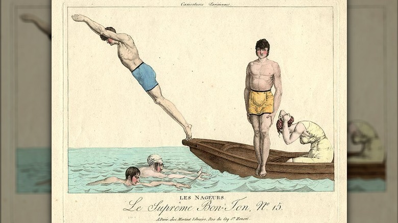 A caricature of swimmers from c.1810