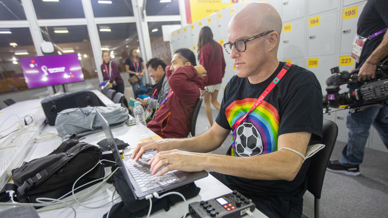 Grant Wahl with rainbow shirt