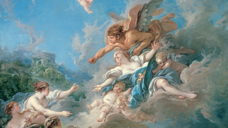 Boreas abducting Orithyia clouds cherubs