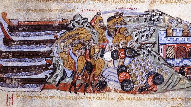 illuminated manuscript of Byzantine army in Sicily