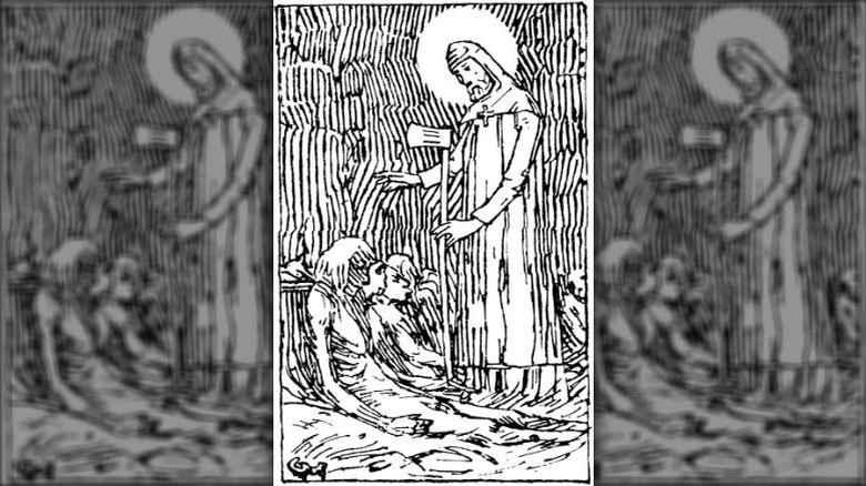 drawing of Saint Olaf giving blessing