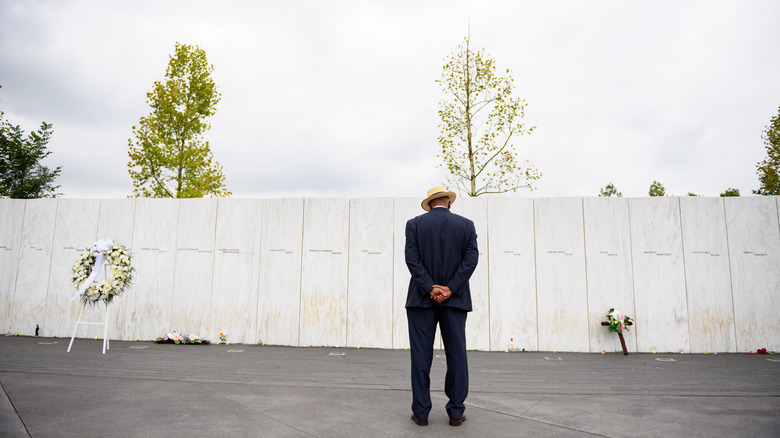 Flight 93 memorial with visitor