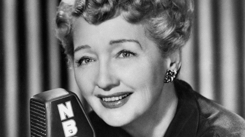 Hedda Hopper with radio mic