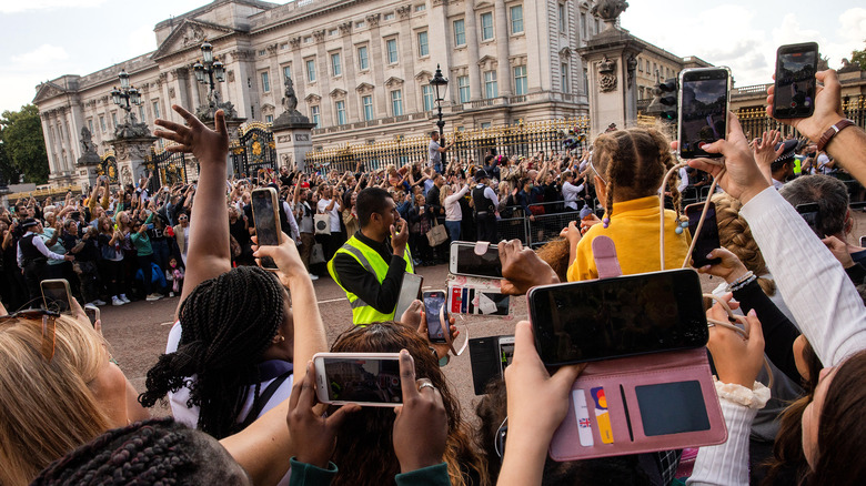 Crowds outside Buckingham Palace