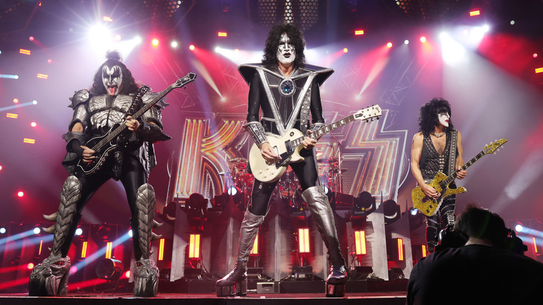 Kiss performing on stage